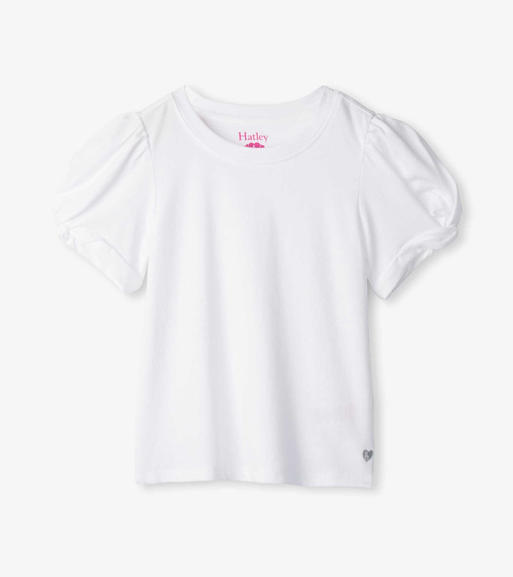 Girls White Twisted Sleeve Tee | Hatley