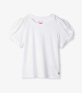 Girls White Twisted Sleeve Tee | Hatley