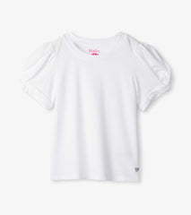 Girls White Twisted Sleeve Tee | Hatley