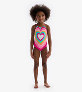 Psychedelic Heart Gather Front Swimsuit | Hatley US Girls