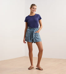 Braided Neck Tee - Navy | Hatley