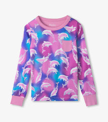 Girls Airbrush Dolphins Bamboo Pajama Set | Hatley Discount Girls