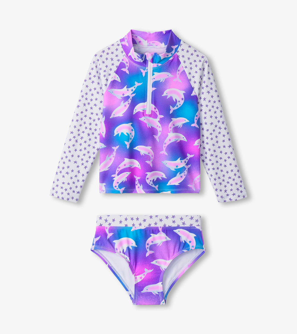 Girls Airbrush Dolphins Rashguard Set | Hatley For Girls