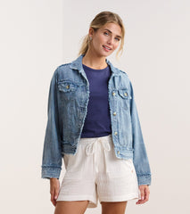 Tencel Jacket - Blue Acid Wash | Hatley Women