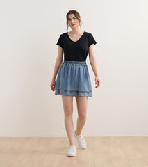 Layered Smocked Skirt - Blue Acid Wash | Hatley Discount Women