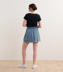 Layered Smocked Skirt - Blue Acid Wash | Hatley Discount Women