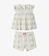 Baby & Toddler Girls Blue Feathers Pin Tuck Tup & Bloomer Set | Hatley Discount Baby & Toddler