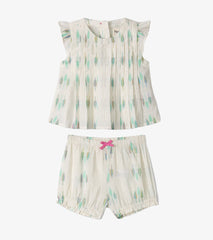 Baby & Toddler Girls Blue Feathers Pin Tuck Tup & Bloomer Set | Hatley Discount Baby & Toddler