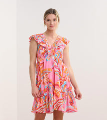 Zoe Ruffle Sleeve Dress - Blooming Palms | Hatley Outlet Women