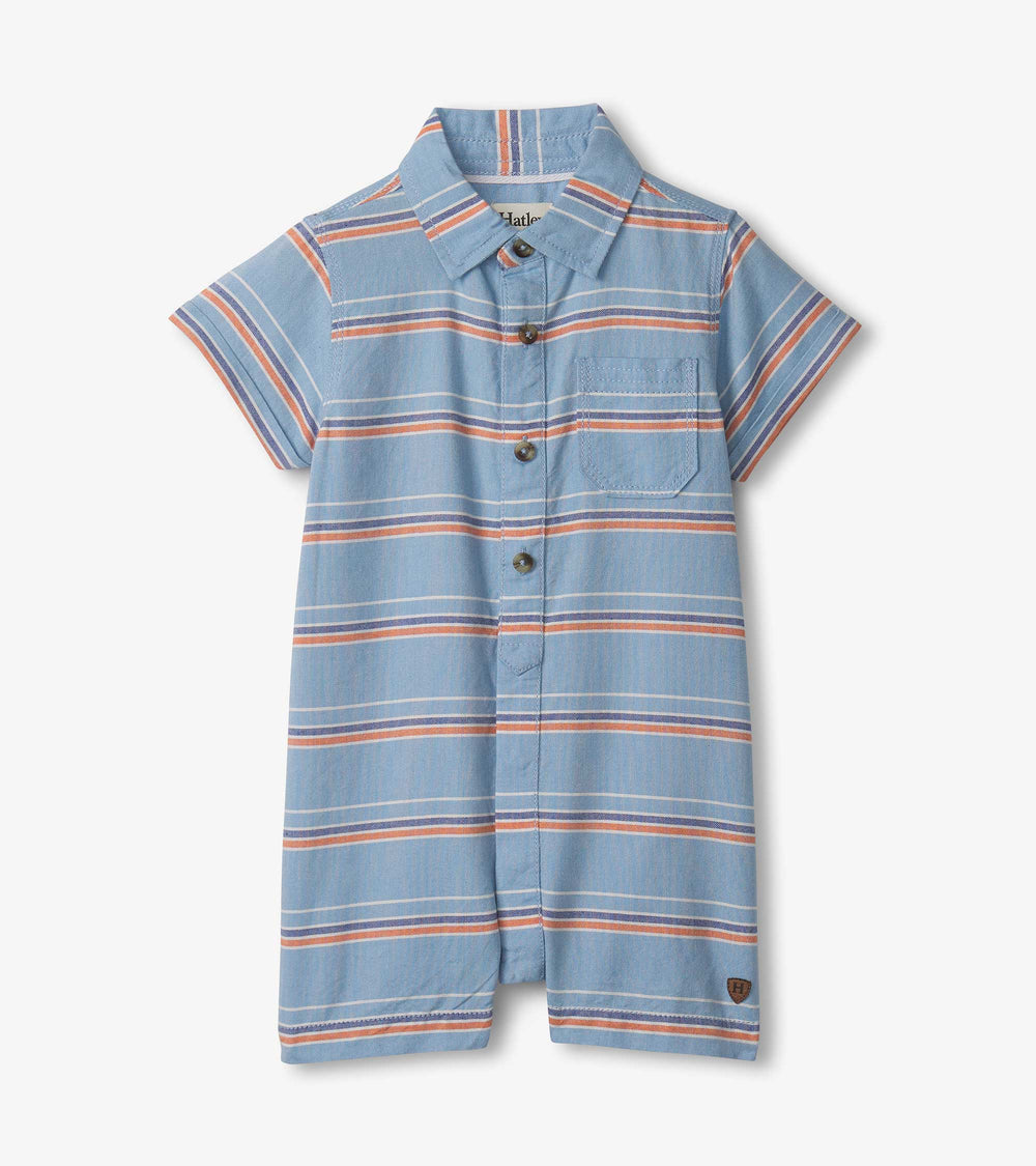 Baby & Toddler Boys Striped Blue Woven Romper | Hatley US Baby & Toddler