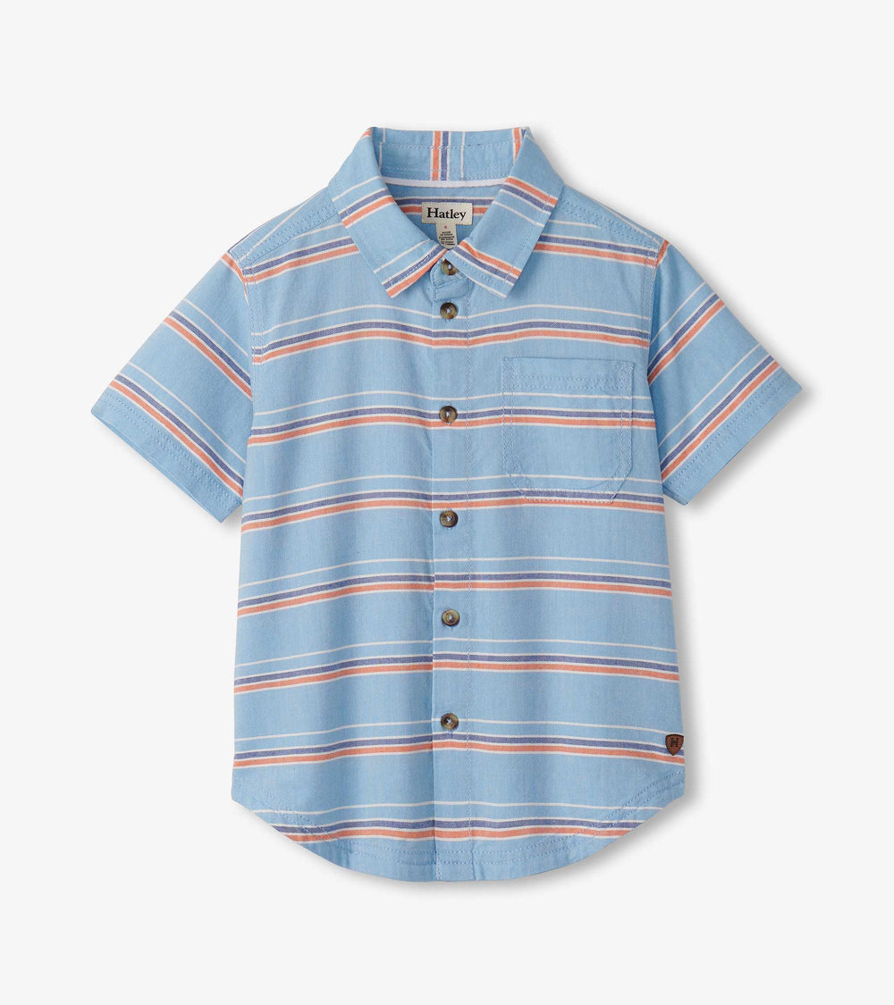 Boys Striped Blue Button Down Shirt | Hatley Boys