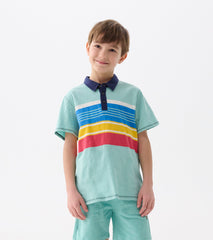 Boys Striped Teal Polo Tee | Hatley Onsale Boys