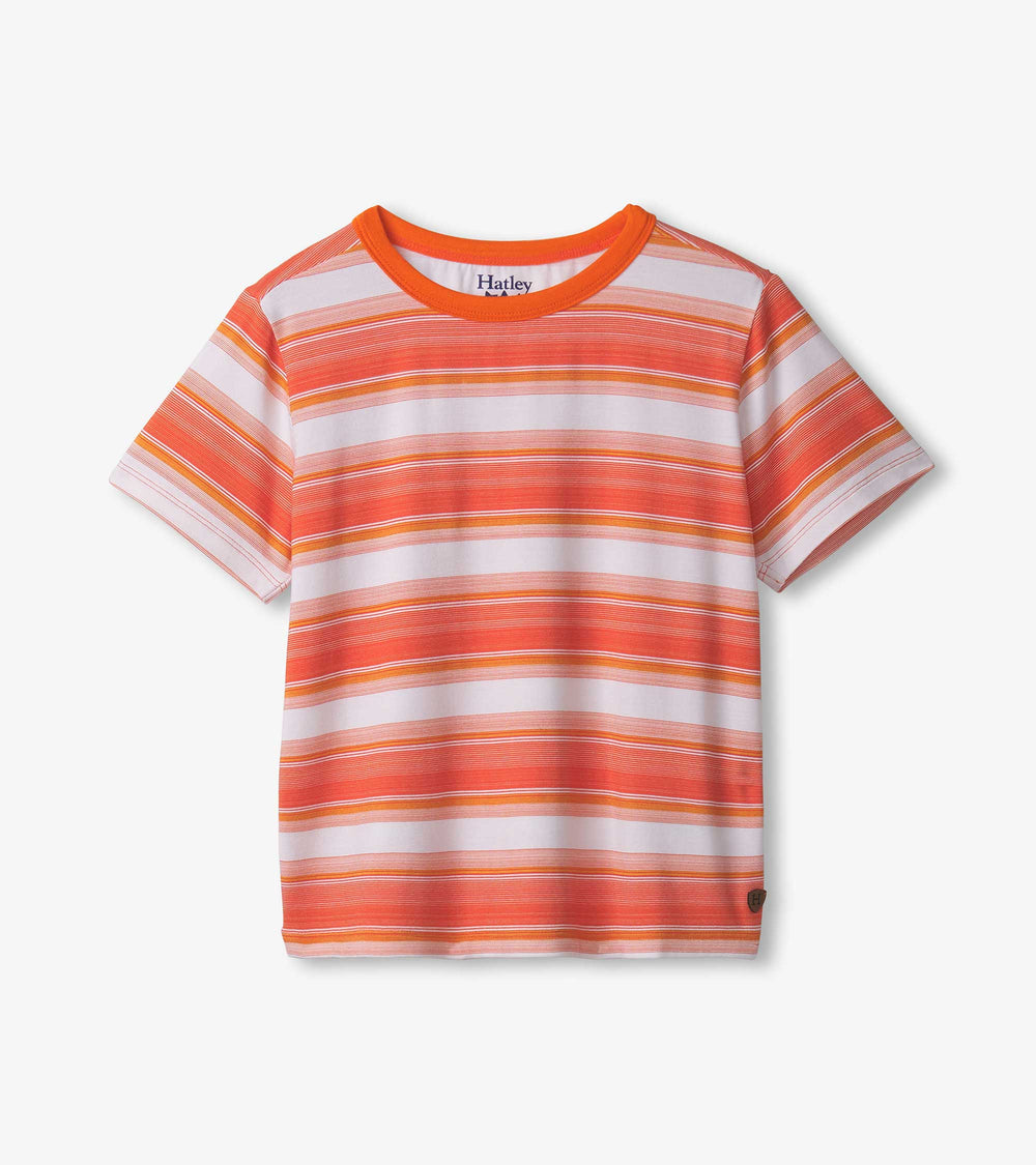 Boys Striiped Orange Bamboo Tee | Hatley Discount Boys