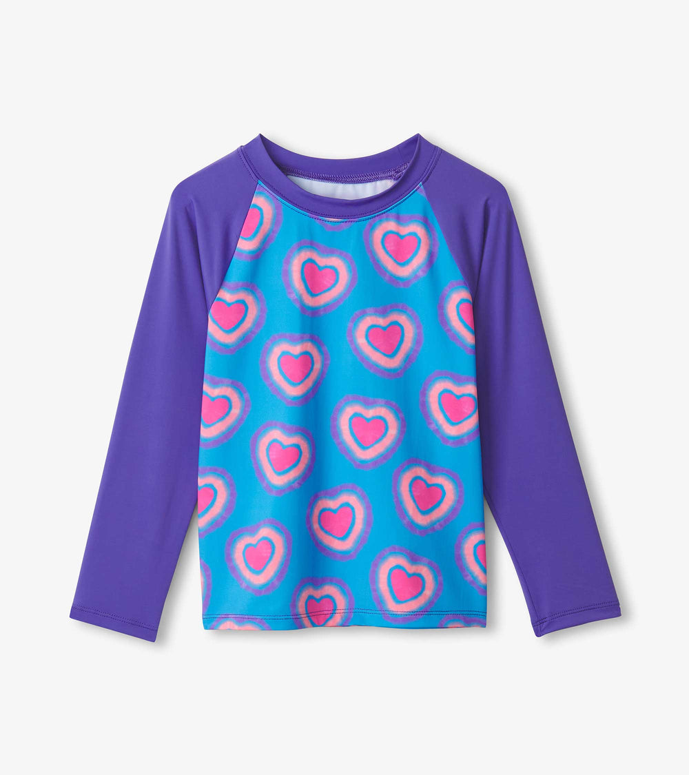 Girls Glowing Hearts Long Sleeve Rashguard | Hatley Sale Girls