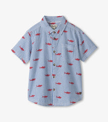 Boys Shark Silhouette Button Down Shirt | Hatley Outlet Boys