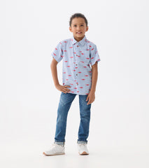 Boys Shark Silhouette Button Down Shirt | Hatley Outlet Boys