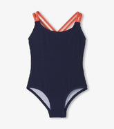 Girls Patriot Blue Cross Strap Swimsuit | Hatley US Girls