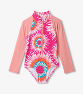 Girls Sunburst Tie Dye Long Sleeve Rashguard Swimsuit | Hatley Onsale Girls