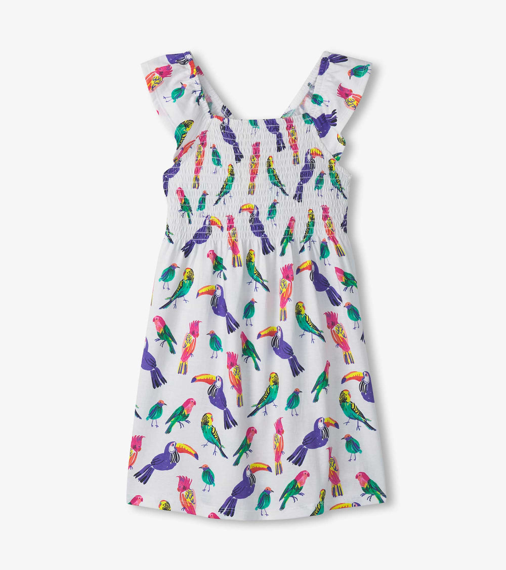 Girls Tropical Birds Smocked Dress | Hatley