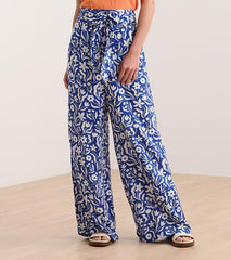 Belted Wide Leg Pants - Wavy Flowers | Hatley Discount Women