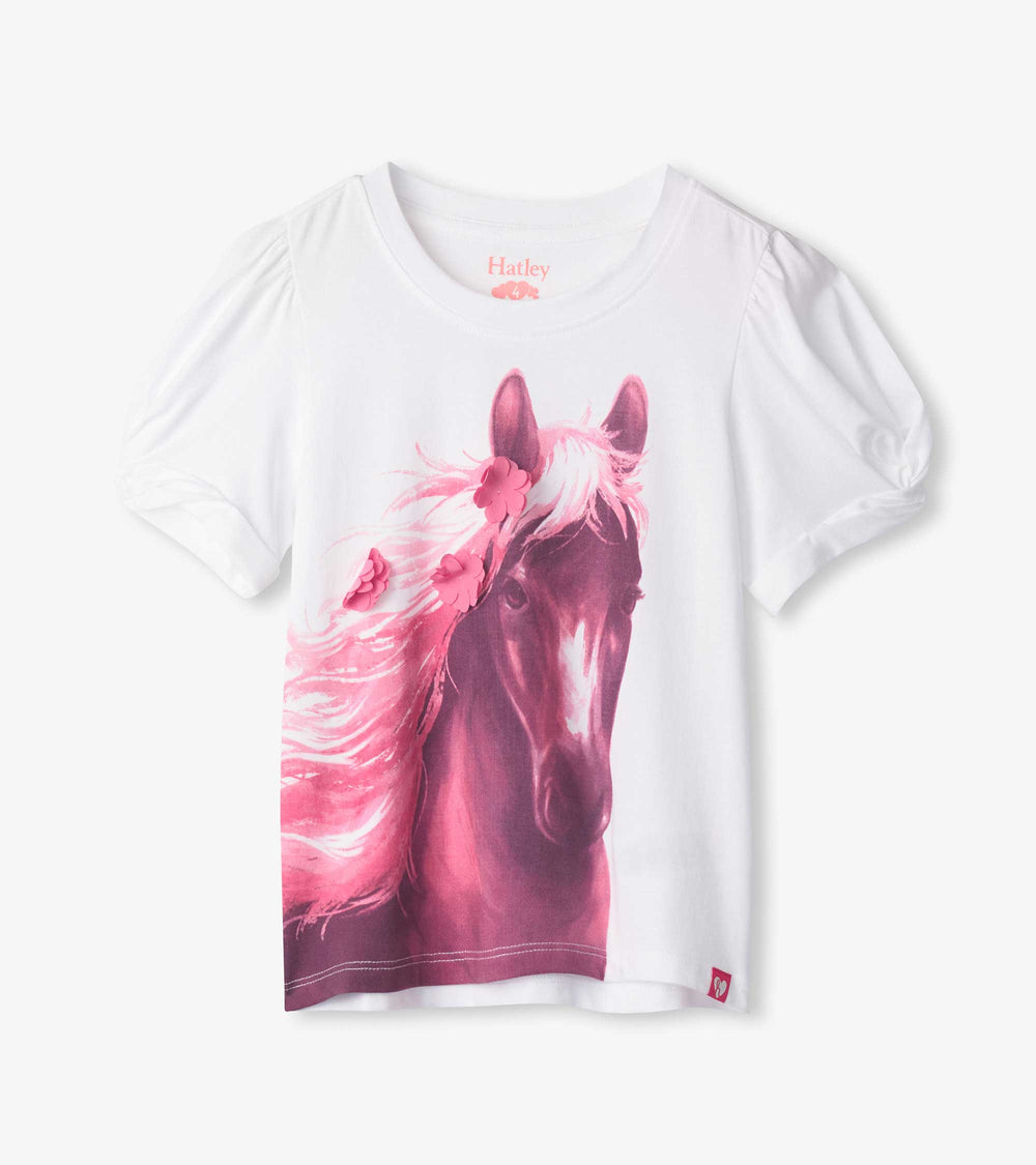 Girls Soft Horse Twisted Sleeve Tee | Hatley US Girls