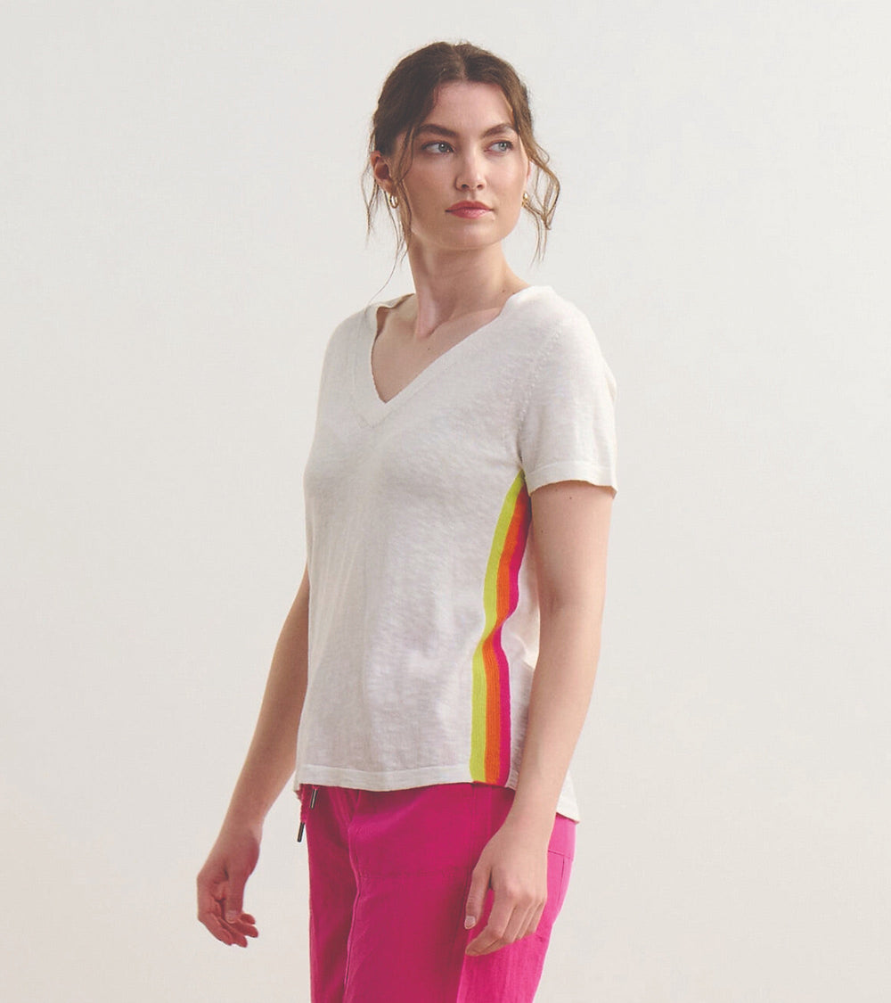 V-Neck Knit Tee - White | Hatley US Women