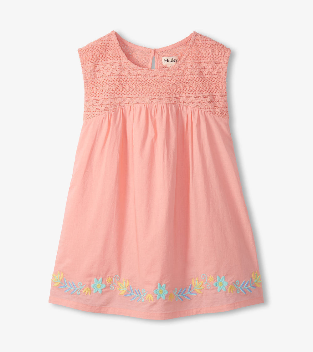 Girls Apricot Blush Crochet Bodice Dress | Hatley US Girls