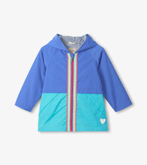 Girls Blue Colorblock Jersey-Lined Rain Jacket | Hatley US Girls