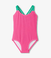 Girls Hot Pink Ribbed One-Piece Swimsuit | Hatley Onsale Girls