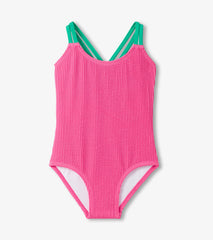 Girls Hot Pink Ribbed One-Piece Swimsuit | Hatley Onsale Girls