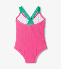 Girls Hot Pink Ribbed One-Piece Swimsuit | Hatley Onsale Girls