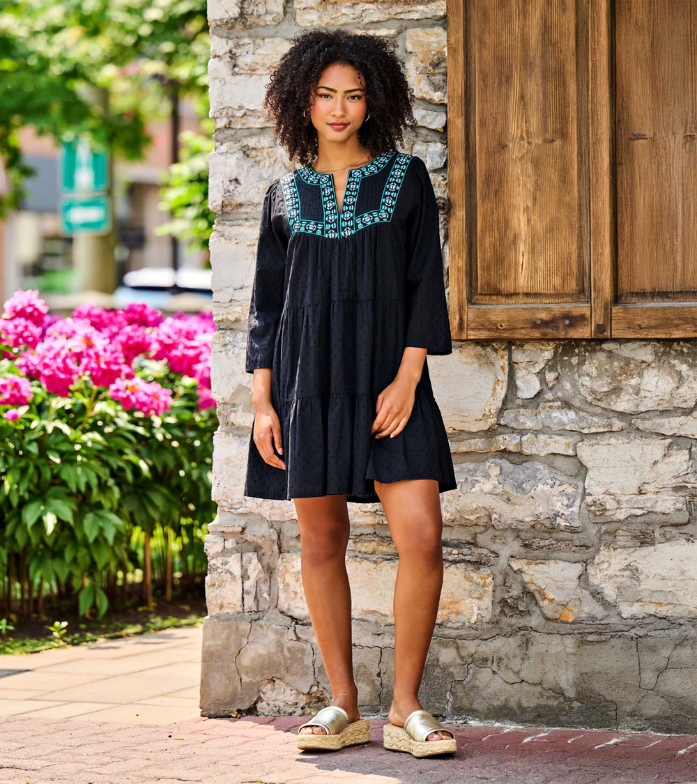 Amira Tiered Dress - Black Swiss Dot | Hatley Outlet Women