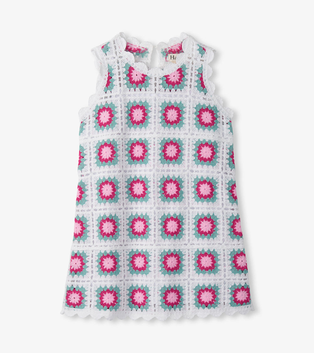 Girls Blue Radiance Sleeveless Crochet Dress | Hatley
