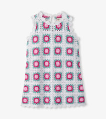 Girls Blue Radiance Sleeveless Crochet Dress | Hatley