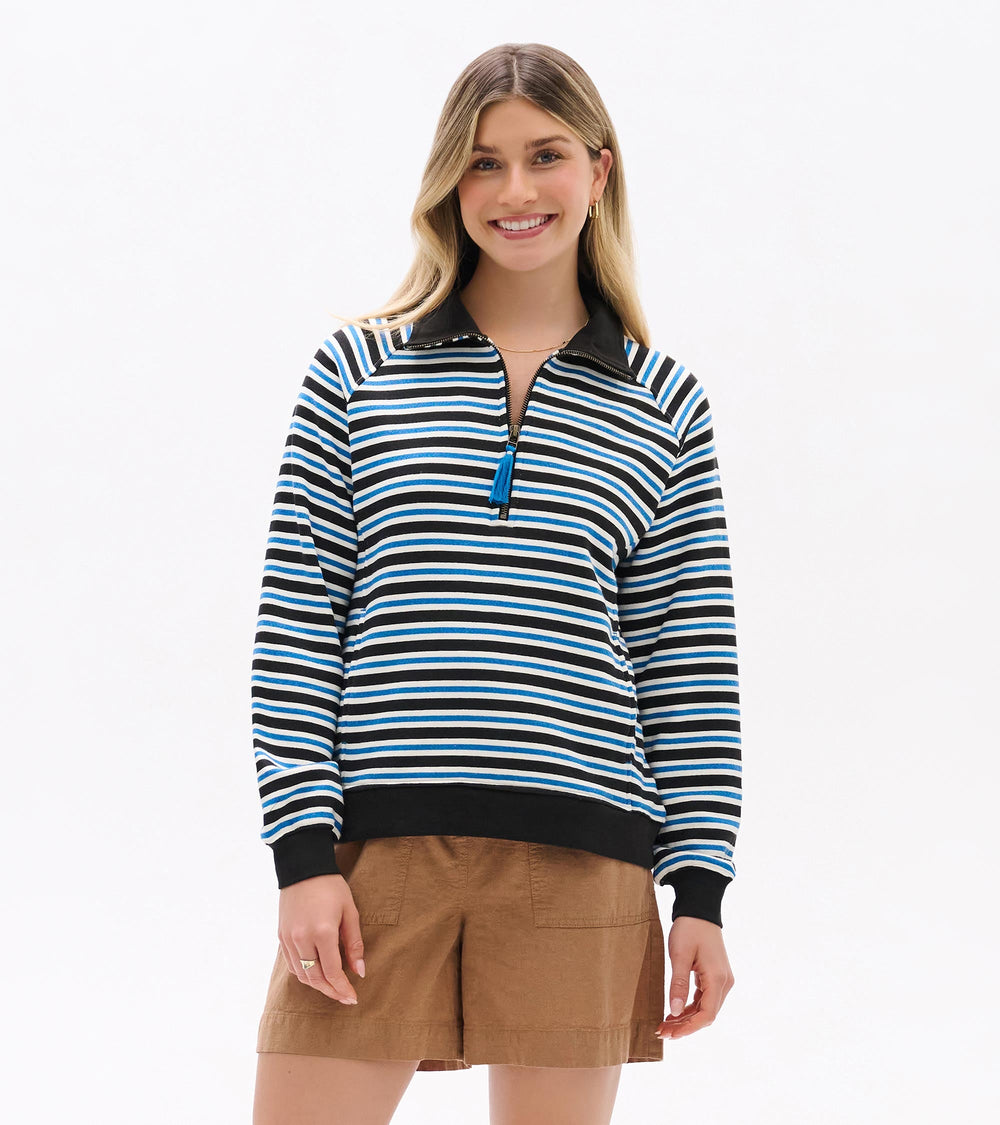Mock Neck Pullover - Black Stripes | Hatley US Women