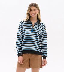 Mock Neck Pullover - Black Stripes | Hatley US Women