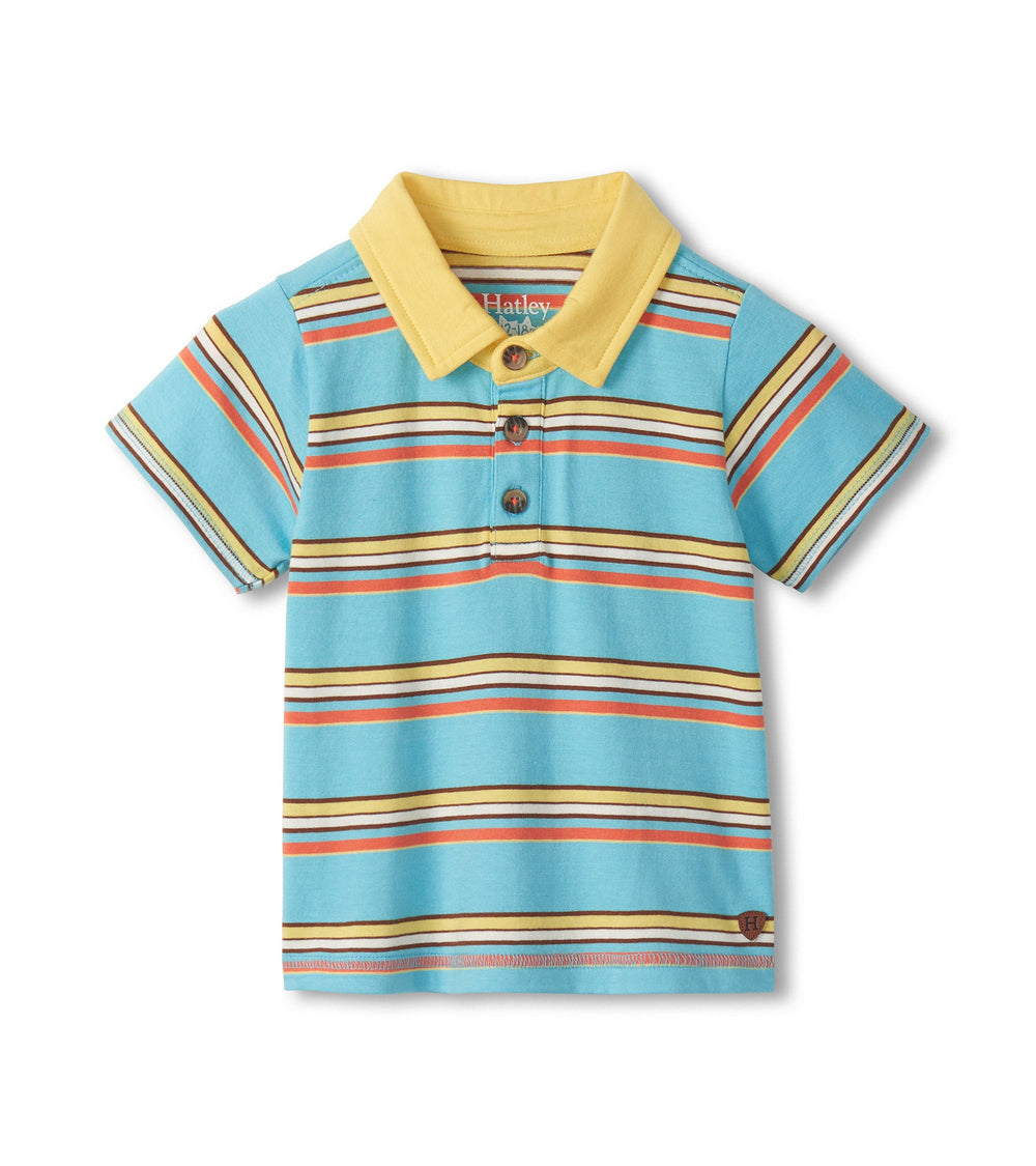Baby & Toddler Boys Camp Stripe Peached Jersey Polo T-Shirt | Hatley Discount Baby & Toddler