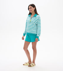 Mock Neck Pullover - Green Ceramic Stripes | Hatley Outlet Women