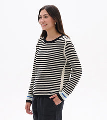 Pointelle Stripe Sweater - Classic Black | Hatley Women