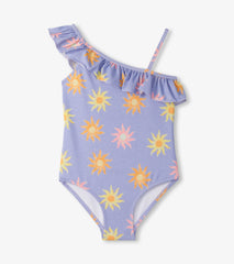 Girls Lavender Sunshine One-Shoulder Swimsuit | Hatley For Girls