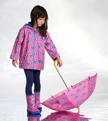 Girls Color Changing Heart Burst Zip-Up Rain Jacket | Hatley Girls