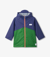Boys Navy & Green Colorblock Rain Jacket | Hatley Outlet Boys
