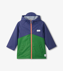 Boys Navy & Green Colorblock Rain Jacket | Hatley Outlet Boys