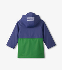 Boys Navy & Green Colorblock Rain Jacket | Hatley Outlet Boys