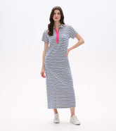 Contrast Zip Maxi Dress - Limoges Stripes | Hatley
