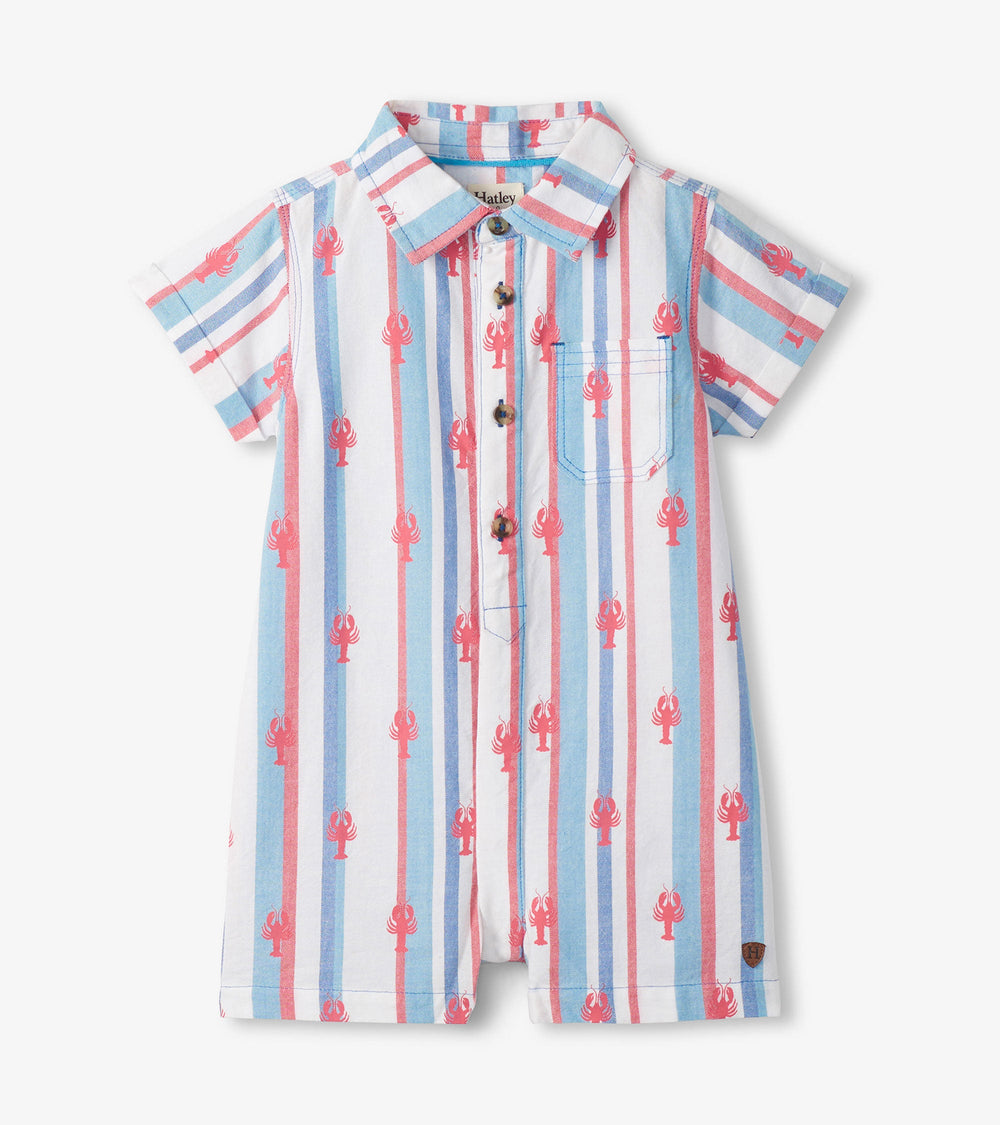 Baby Boys Preppy Lobsters Woven Romper | Hatley Outlet Baby & Toddler