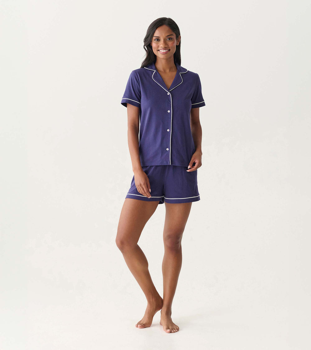 Women's Classic Navy Short Pajama Set | Hatley Women