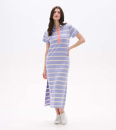 Contrast Zip Maxi Dress - Pale Iris Stripes | Hatley For Women