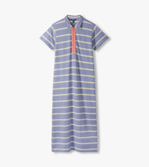 Contrast Zip Maxi Dress - Pale Iris Stripes | Hatley For Women