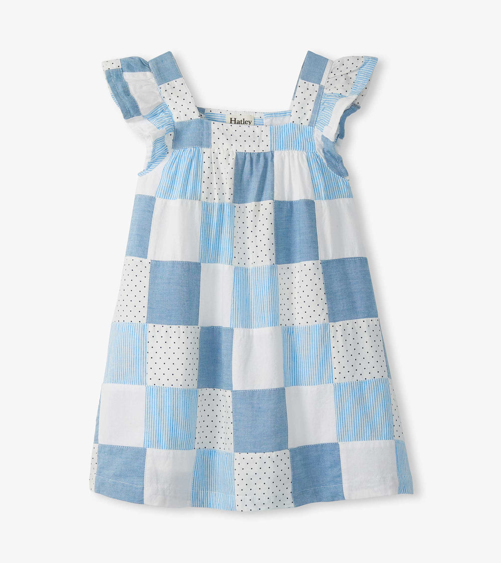 Girls Chambray Patches Flutter Puff Dress | Hatley Onsale Girls